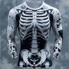 2026 New Autumn/Winter Men's 3D Full Body Skeleton Printed Long Sleeve Gothic Skeleton Pattern Round Neck Halloween Horror Punk