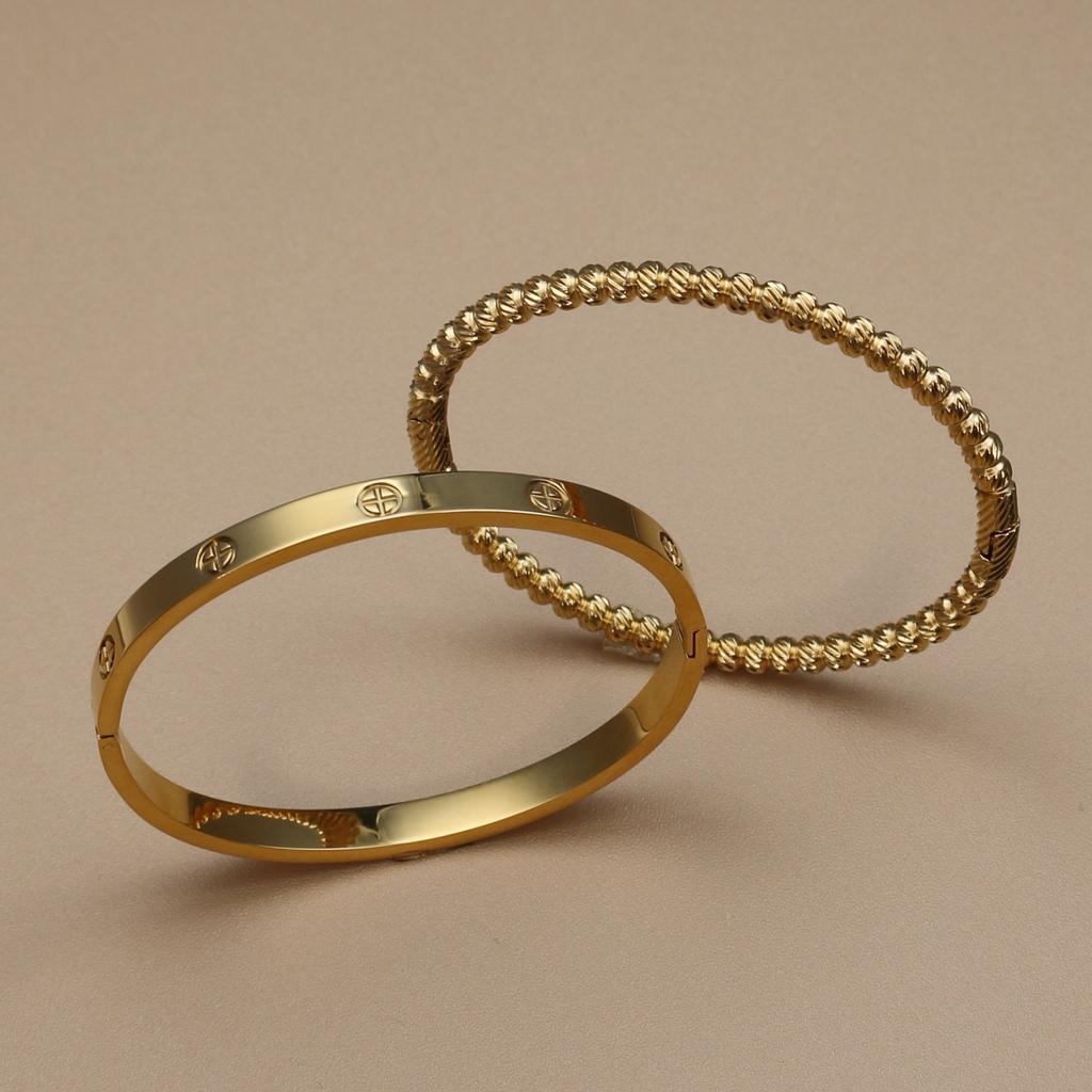 XCB-019 High Polished Stainless Steel Gold Color Waterproof Bracelet Light Luxury Luster Zircon Women's Bangle Fashion Jewellery