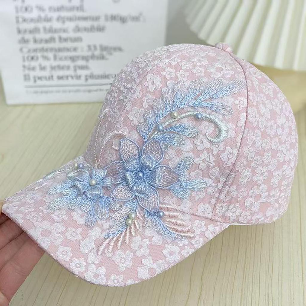 Women Summer Baseball Cap Flower Embroidery Casual Adjustable Duck Tongue Hat For Girl Lady Outdoor  Sunshade Peaked Caps