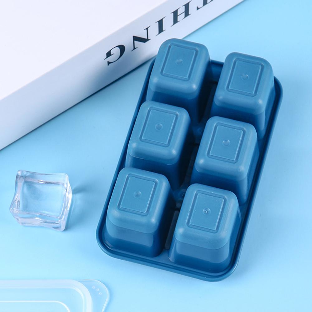 

EY# Silicone Square Ice Mold with Lid DIY Ice Tray Mould Accessory (Blue)