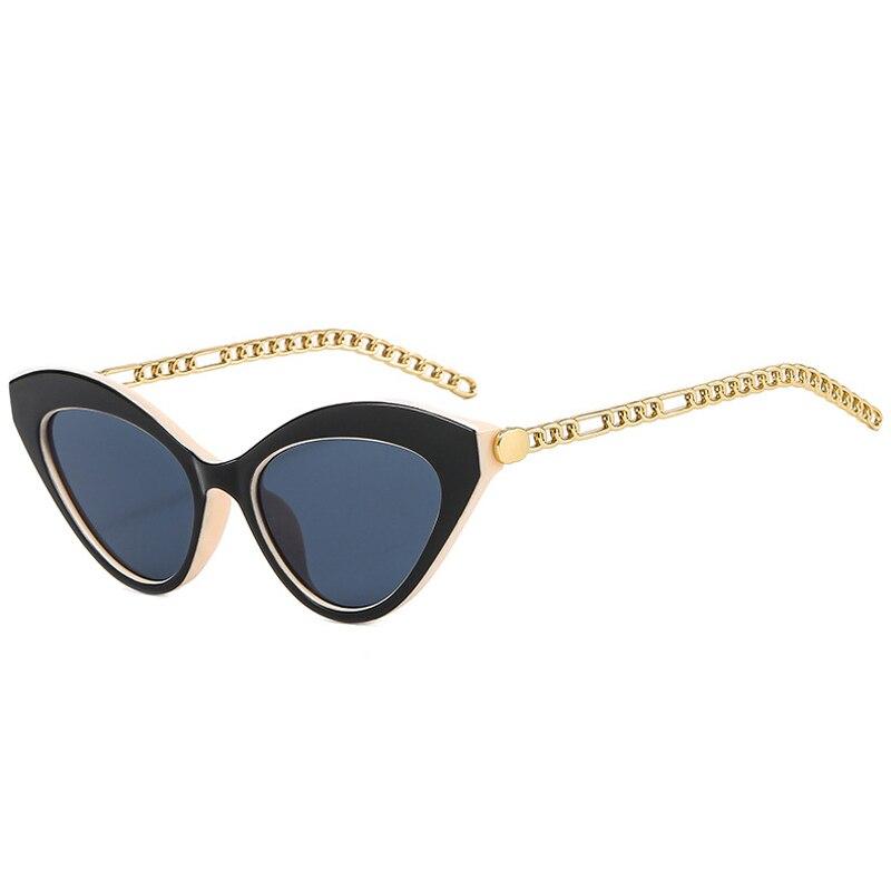 Retro Cat Eye Colorful Sunglasses Women Brand Designer Trending Men Metal Chain Shades UV400 Dark Green Sun Glasses