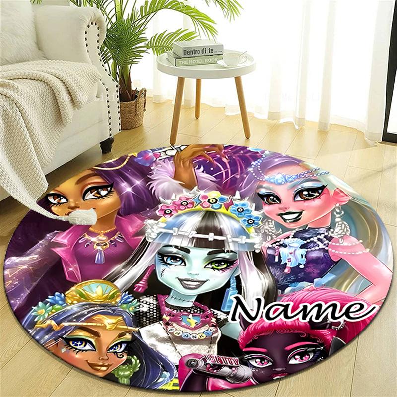 Personalized M-Monster High Draculaura Round Chair Office Rug - Perfect for Mat, Office Chair & More - Ideal Gift for Birthdays and Holidays