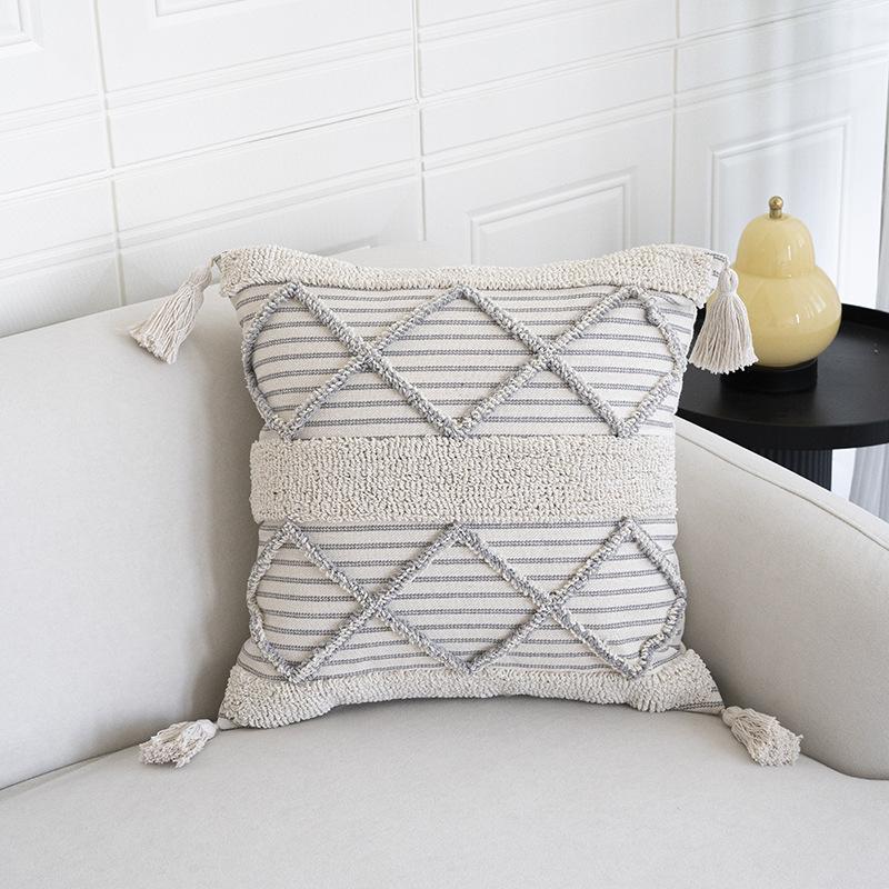 Nordic Moroccan Style Pillow Sofa Living Room Light Luxury High-end Cotton and Linen Cushion Lumbar Pillow Cushion Lumbar Pillow