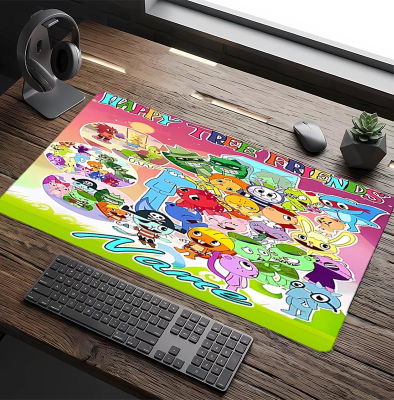 Customizable Name Happy Tree Friends Pattern Gaming Mouse Pad-Non Slip Rubber Base,Perfect Gamers,Esports,Ideal Gift Gaming Enthusiasts
