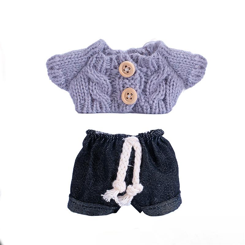 Sweater Jeans for 15-17Cm Labubu Plush Stuffed Doll Outfits DIY Mini Dolls Clothing Accessories