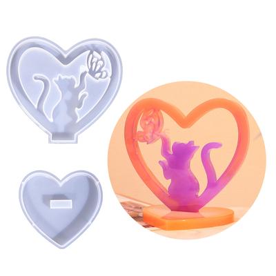 Set aus 2 Skulpturenformen Leicht zu entformen Silikonform Katze/Bär/Schmetterling Herz Ornamentform für DIY-Enthusiasten