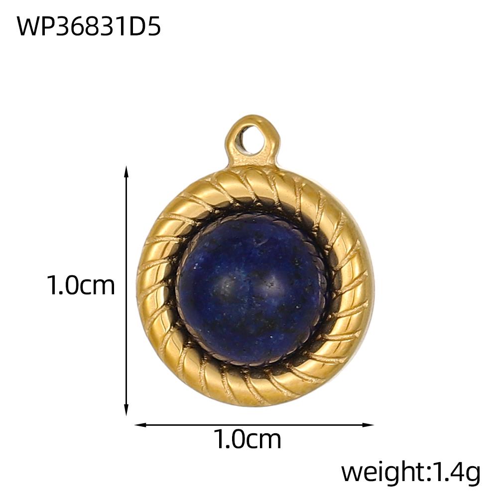 CARLIDANA Vintage Stainless Steel Pendant Gold Plated Multi-Colored Round Natural Stone Handmade Diy Necklace Jewelry Charms