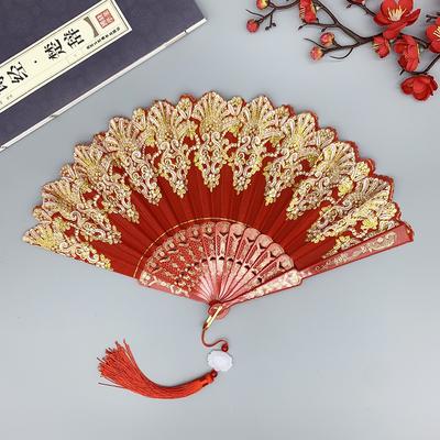 Classical Single Flower Carving And Folding Fan
