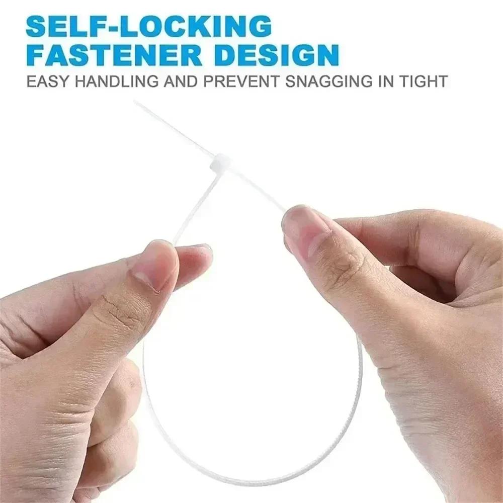 1000/100Pcs Plastic Nylon Cable Tie Self-locking Cord Ties Straps Fastening Loop Adjustable Wire Ties Home Hardware Organizer