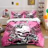 Skull Rose Art Decor Set Bedding Set with 1 Duvet Cover 2 Pillowcases Single Double King Queen Gift