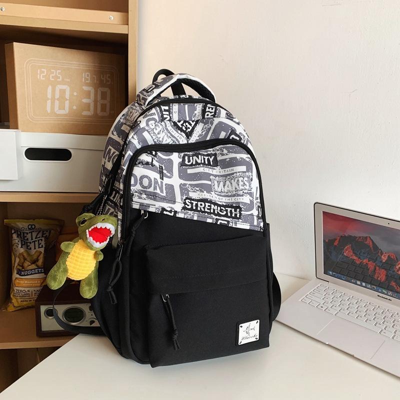 Schoolbag School Bag Male College Student Large Capacity High School Junior High School Student Versatile Tide Brand Backpack Girls Backpack ins 
