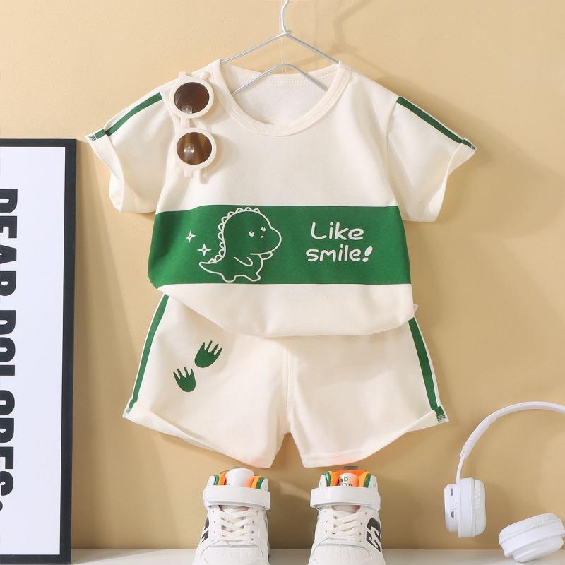 Conjunto de camiseta y pantalones cortos para niños, cómodo, hipoalergénico y transpirable, adecuado para deportes y uso diario