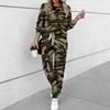 Women Leopard Print Two Piece Outfit, Long Sleeve Crew Neck Top & Drawstring Jogger Pants Casual Tracksuit for Spring Autumn
