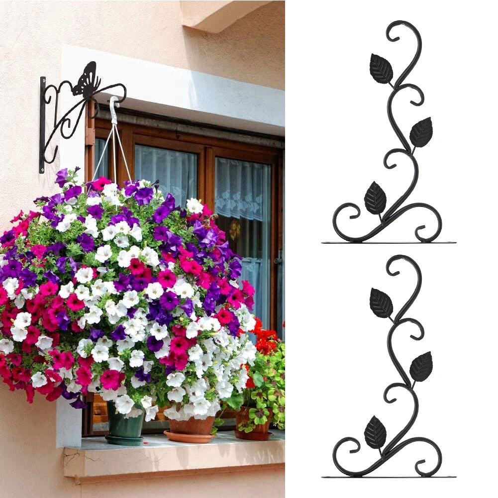 2Pcs European Style WallMounted Iron Hanger Hook for Flower Pots Garden Decoration Ornament