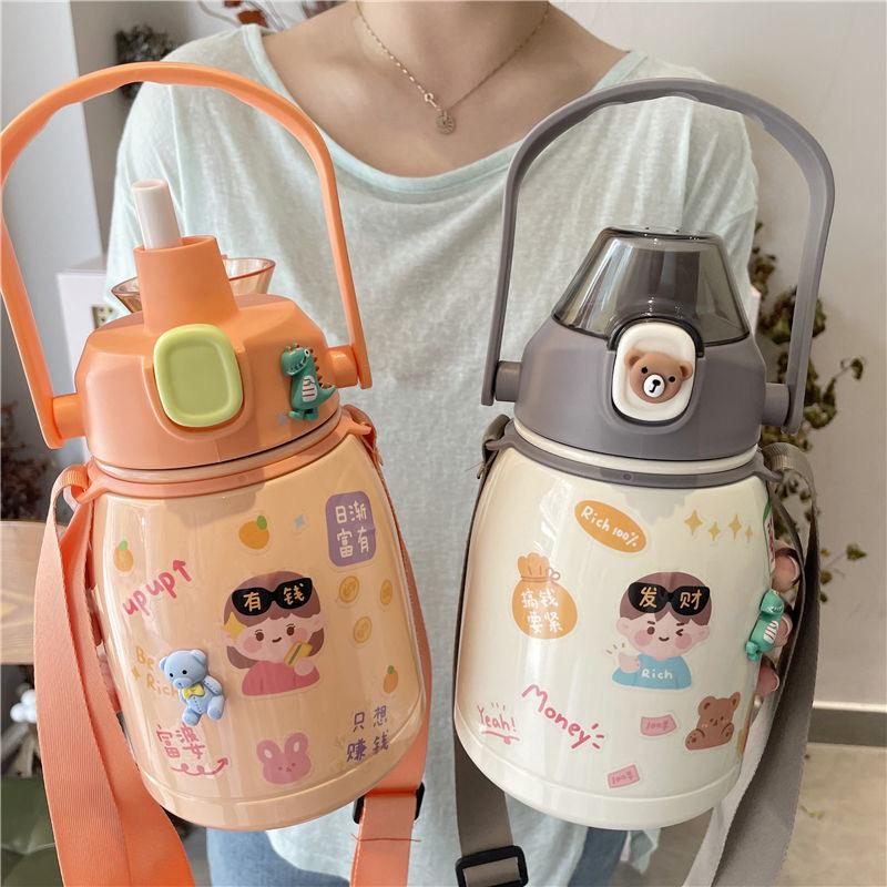 Large Capacity 1000ml Heat Preservation Cup Stainless Steel Heat Preservation Cup Lovely Cartoon Cold Preservation Cup Portable Cup