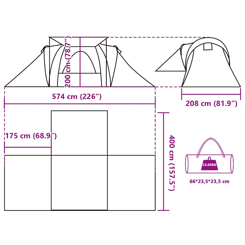 Dome Family Tent for 6 Persons Blue Waterproof