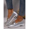 Women's New Leather Metal Casual Single Shoes Lightweight Breathable Large Size Women's Shoes