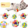 15pcs Cat Toys Balls with Bells , Color Cat Pom Pom Balls,Tinsel Sparkle Balls,Interactive Toy for Indoor Cats Kitten