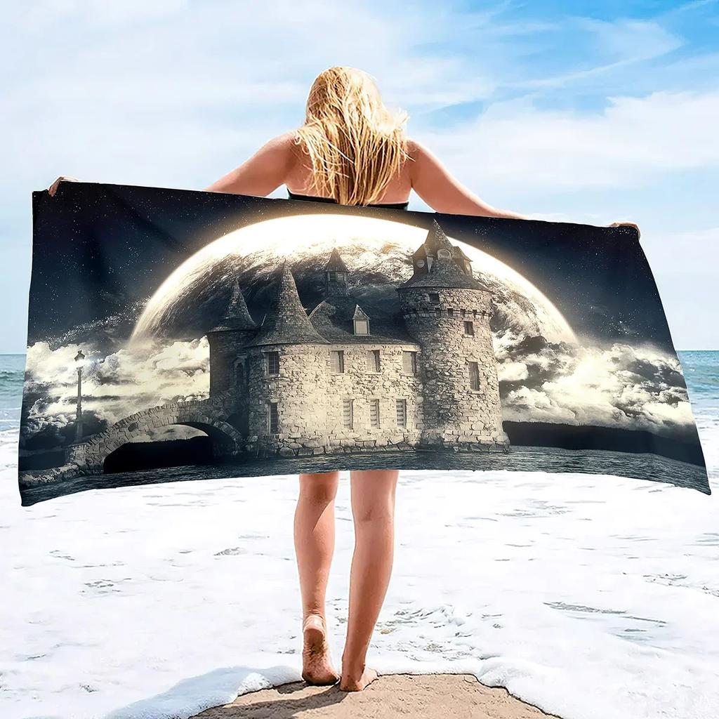 Custom Beach Towel, Fantasy Castle Beach Towels,Customized Microfiber Beach Towels Sand Free Quick Dry Pool Towels for Adult,Kid