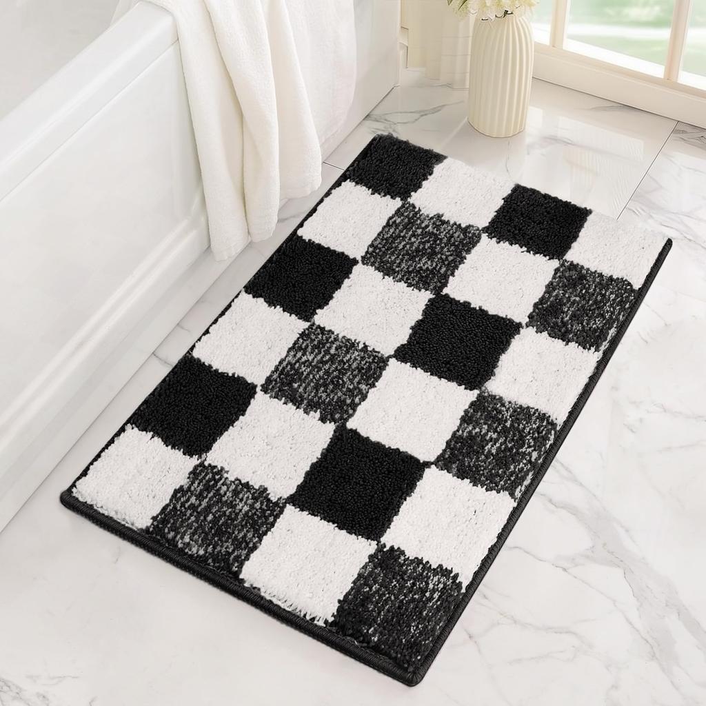 Cute Square Pink Checkered Bathroom Absorbent Carpet Bedroom Decoration Bedside Carpet Home Decoration