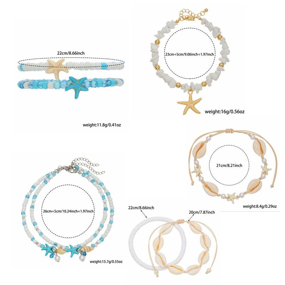 Pearl Starfish Pendant Ankle Handmade Beach Foot Chain Cute Boho Beaded Anklets  Beach Vacation