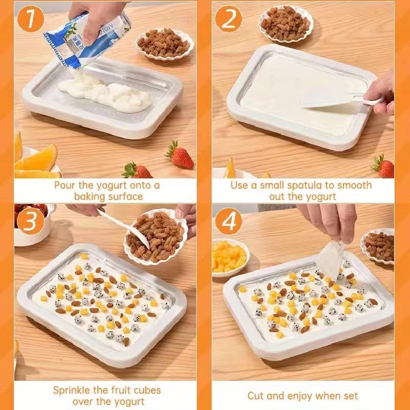 Plaque à Crème Glacée avec 2 Racloirs Plaque à Crème Glacée Multifonctionnelle Froide Sucrée Plaque pour Aliments Frits Froid Machine à Crème Glacée Roulée