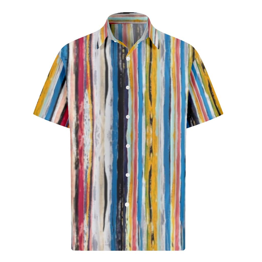 Men's Valentine's Day Printed Button Short Sleeve Shirts Men's Casual Fashion Short Sleeve Shirts