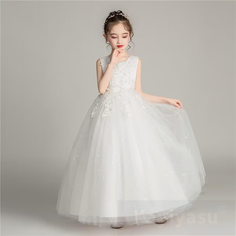 Dress Piano Recital Girls Formal Long Dress Wedding Graduation Party Embroidery Kindergarten Entrance Ceremony Suitable for Years Old [Kayiyasu]