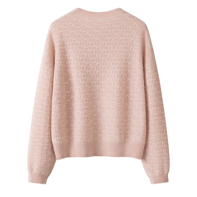 Pure Cashmere Round Neck Drop Shoulder Sweater - Thick, Loose, Slimming, Long Sleeve - Women's Versatile Autumn/Winter Knitwear