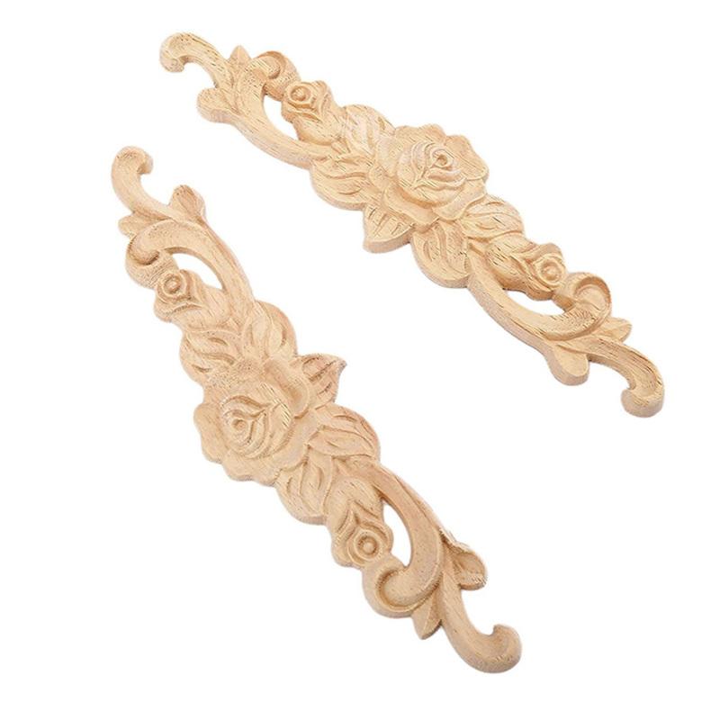 Wood Carved Unpainted Rose Flower for Cabinets Window Mirror Door Home Decor