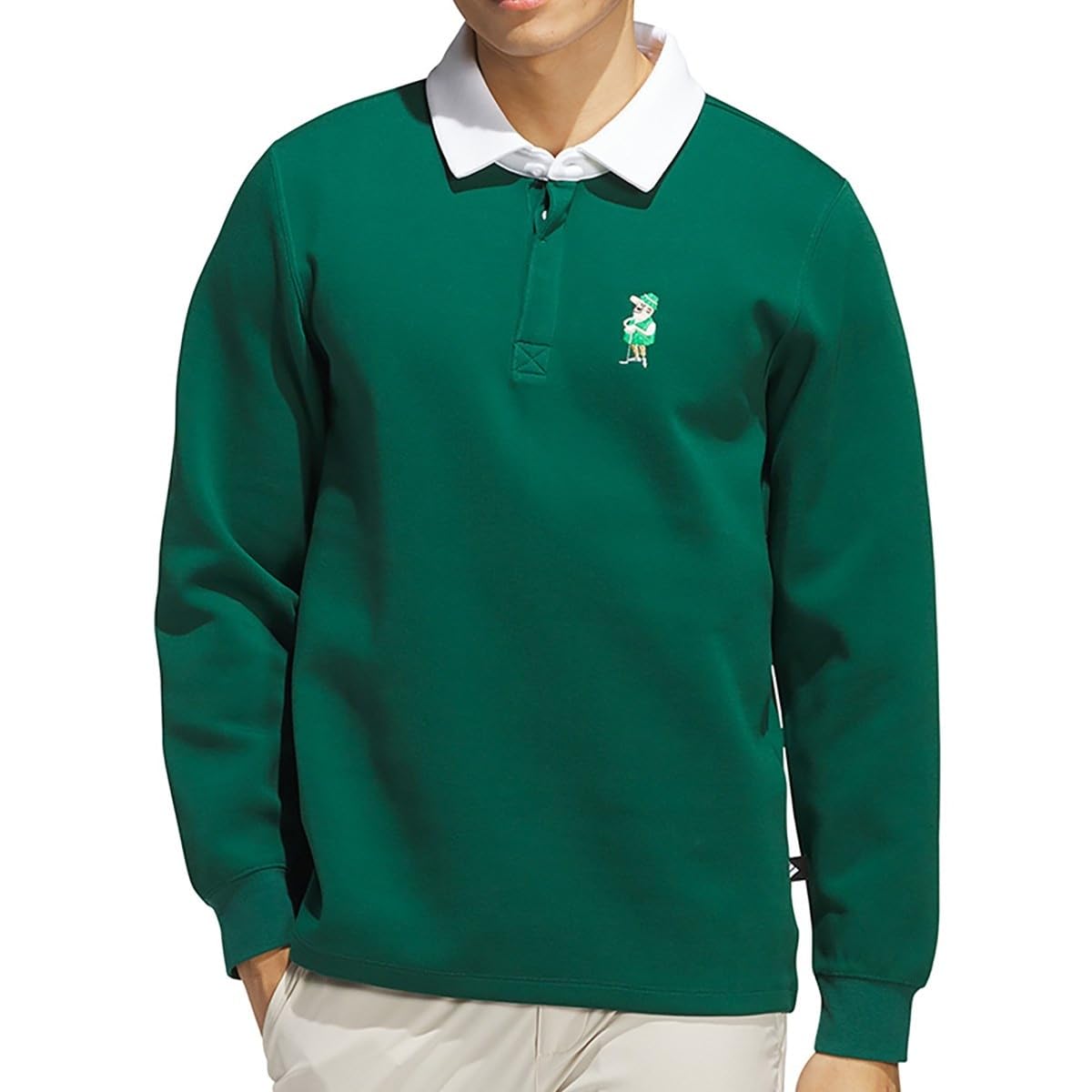 

Adidas Гольф за пределами поля CHIP Логотип в одну точку Свободная посадка Рубашка регби с длинным рукавом Колледж Грин Мужская