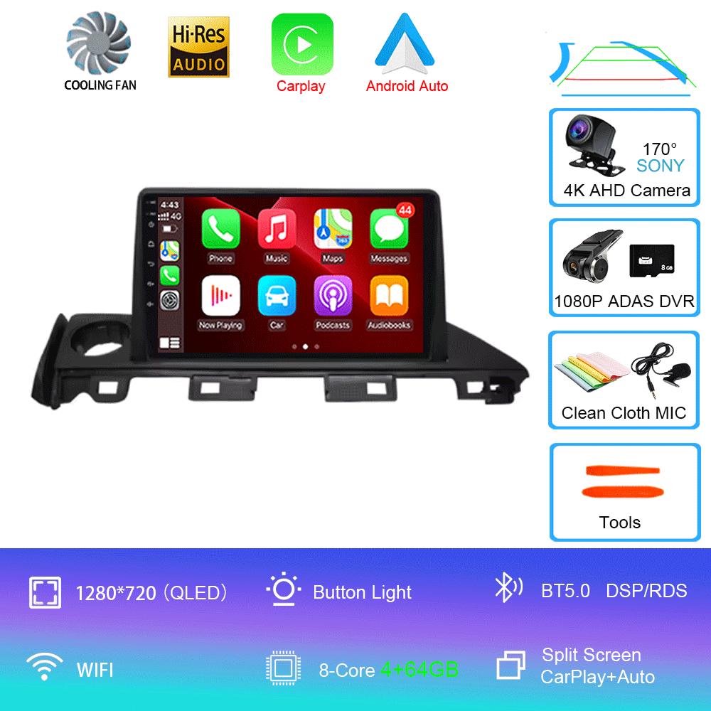 For Mazda 6 Atenza 3 2016 2017 2018 Android 14 Car Radio GPS Navigation 4G WIFI Video BT Carplay DSP Player No DVD