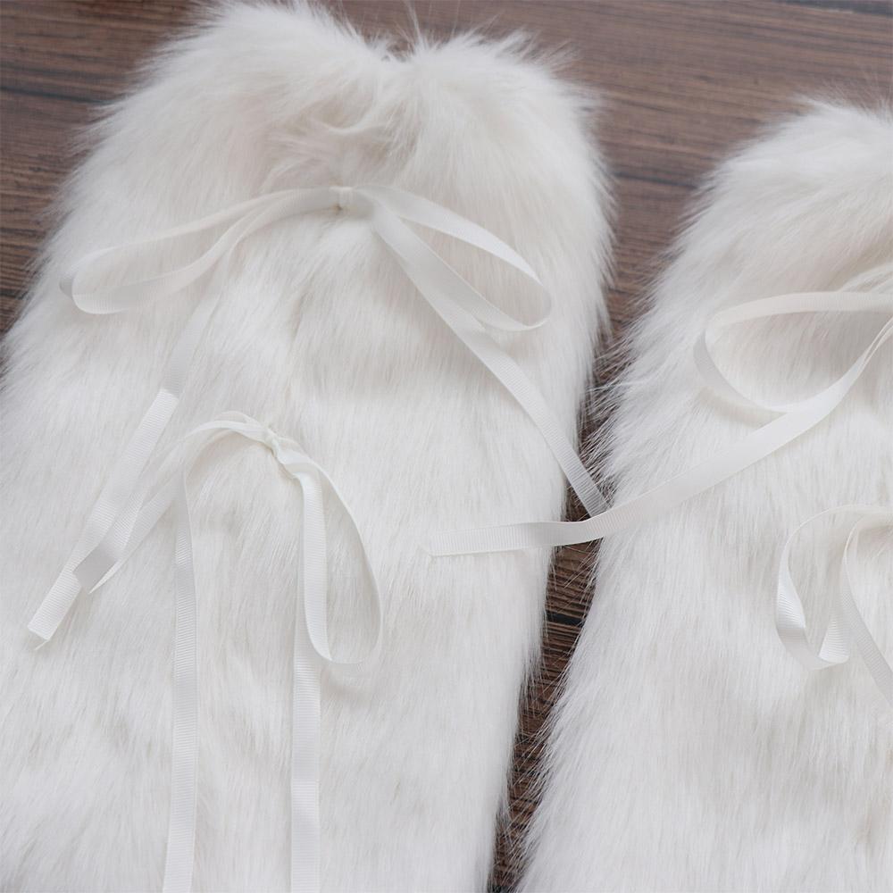 Faux Fur Furry Leg Warmers Y2k Women's Plush Stockings Fashion Lace Up Leg Warmers Fall Winter
