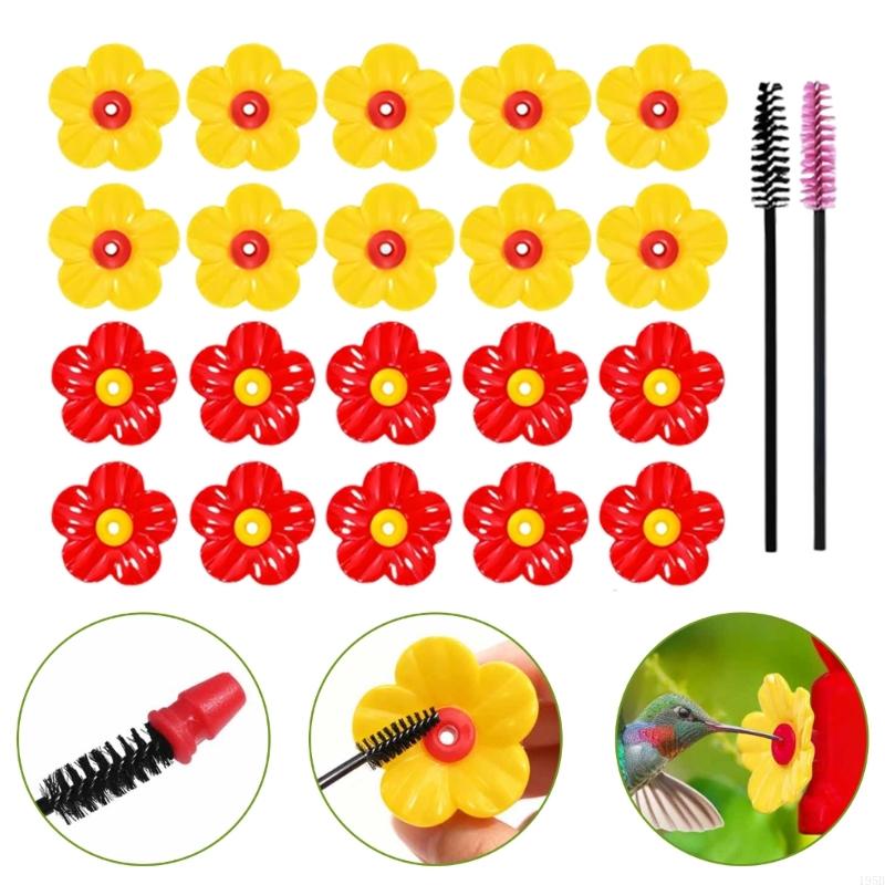 Set Of 20 Colorful Colored Hummingbird Feeder Flower Attachments Replacement Suitable for Most Feeders Bird Feeding