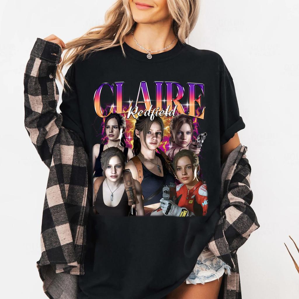 Resident Evil Claire Redfield Printed Unisexs Tshirt Fashion Trend Top Springsummer Pure Cotton Unisex Short Sleeve Tshirt