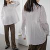 Puff Long Loose Solid Everyday Autumn [POGCZMKK] Women's Blouse, Top, Shirt, Pleated, Sleeve, Sleeve, Fit, Figure-Flattering, Stylish, Slimming,