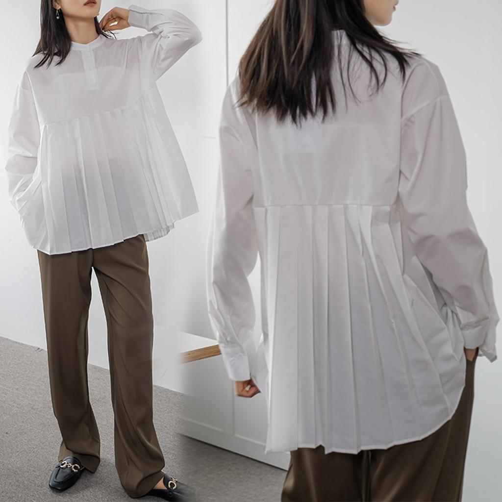 Puff Long Loose Solid Everyday Autumn [POGCZMKK] Women's Blouse, Top, Shirt, Pleated, Sleeve, Sleeve, Fit, Figure-Flattering, Stylish, Slimming,
