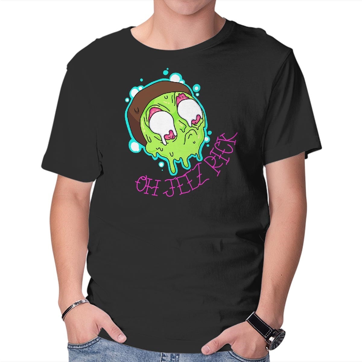 Unisex Crew Neck T-Shirt OH JEEZ Graphic Short Sleeve Casual Tee XS