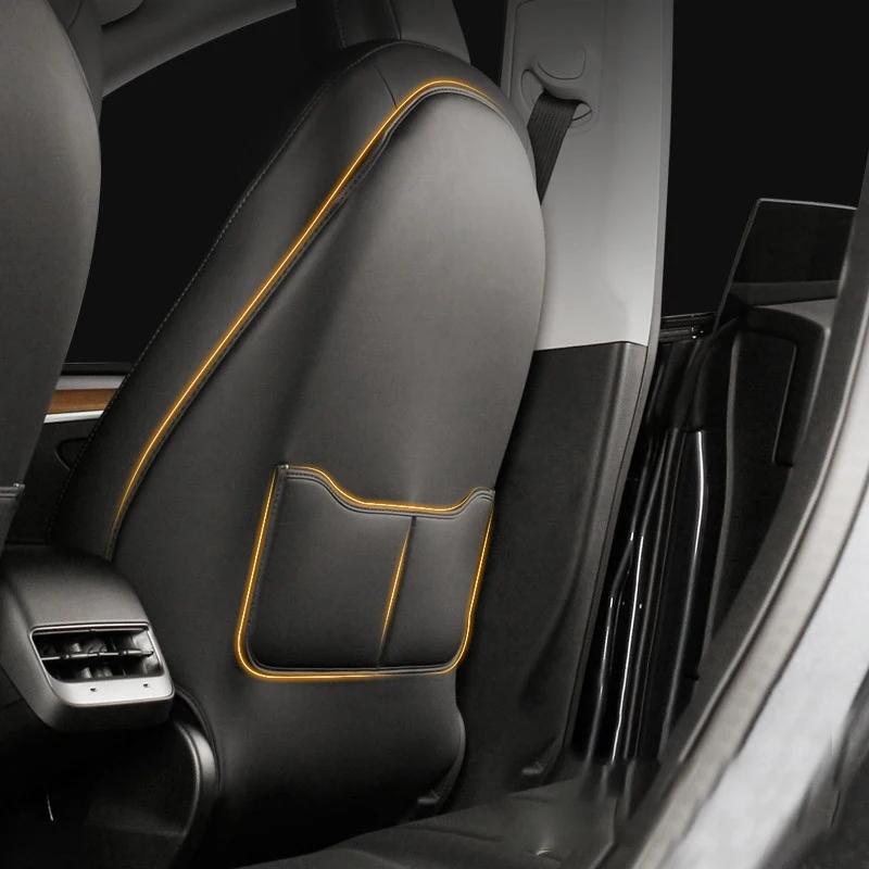 For Tesla Model Y Model 3 Car Seatback Protector Mats Car Seat Back Protective Child Anti-Kick Mats Leather Interior Accessories