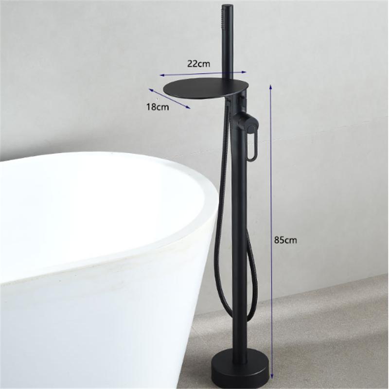Tuqiu Black Bathroom Bathtub Faucet + Handheld Shower Free Standing Luxury Chrome Waterfall BathTub Mixer Taps Floor Mounted