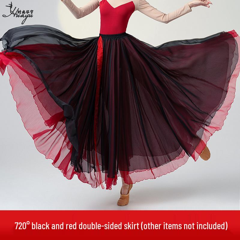 

Жіноча спідниця для класичного танцю: Плавний шифон 720° для сучасної уйгурської вистави L