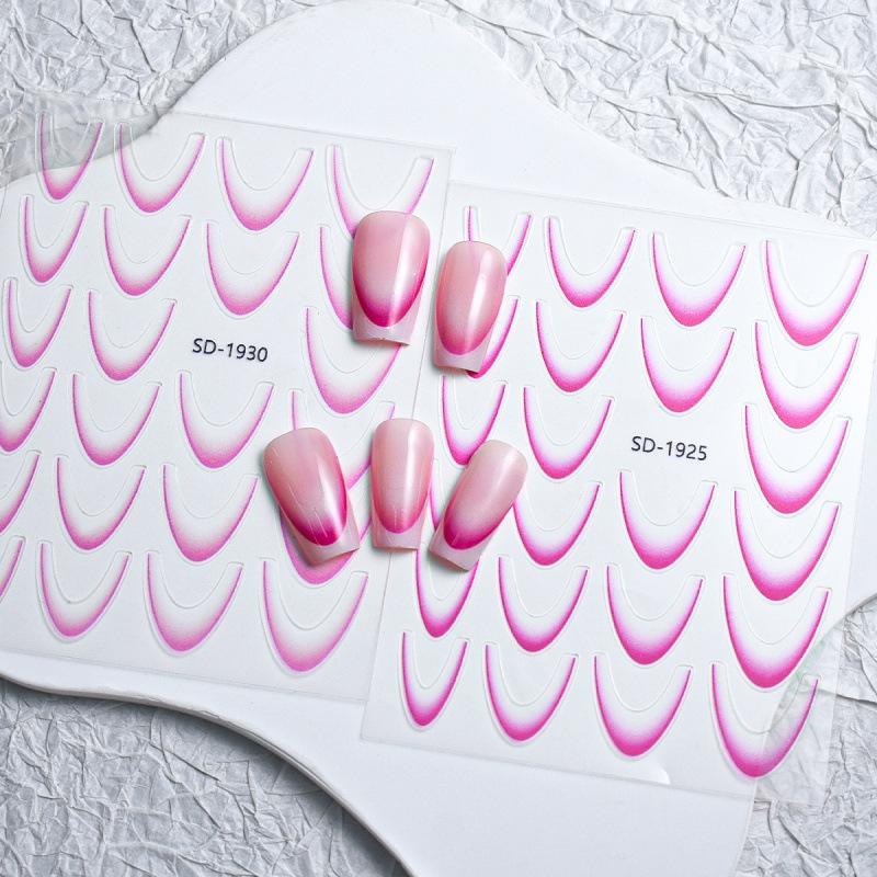 Gradient French Nail Art Stickers - Crescent Smile & Arc Decals