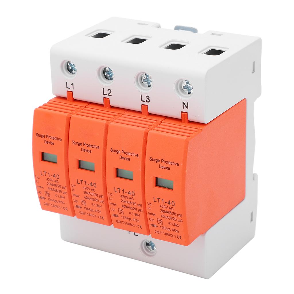 AC Surge Protector Quick Response 36mm Rail Installation 4P Surge Protective Device 20‑40KA 420V