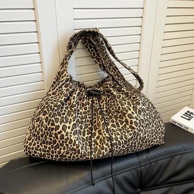 Umhängetasche mit Leopardenmuster und großer Kapazität, lässige Handtasche aus Baumwolle, weiche, multifunktionale, beliebte Umhängetasche