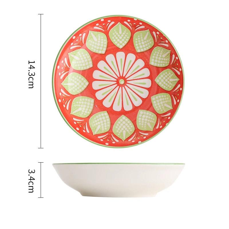 

Bohemian Style Ceramic Seasoning Dishes New Household 5.75 Inch Underglazed Colour Tableware Aesthetic Round Snack Dessert Plate