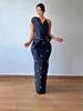 Elegant Rhinestone One-Shoulder Mesh Dress