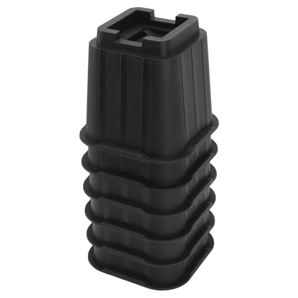 6Pcs Furniture Risers Multifunction 5in Height Black Plastic Furniture Leg Extender for Office Home