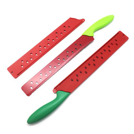 Coltello per anguria con fodero, Coltello da pane seghettato per torta, formaggio, pasticceria, Tagliafrutta in acciaio inossidabile per cucina