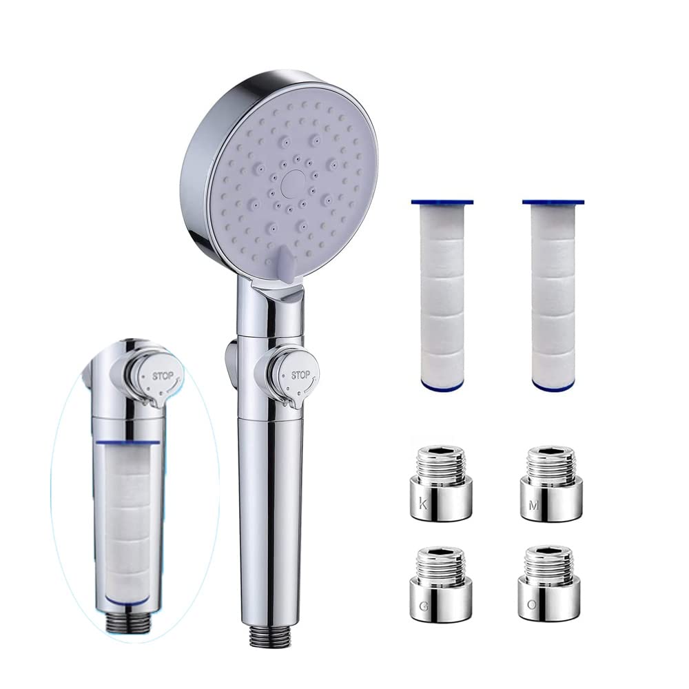 Latest Pressurized PP Cotton Large Shower Shower Nozzle Shower Head [2023 Shower] Shower, Nozzle, Filter, 6-Speed Spout, (Silver) серебряный