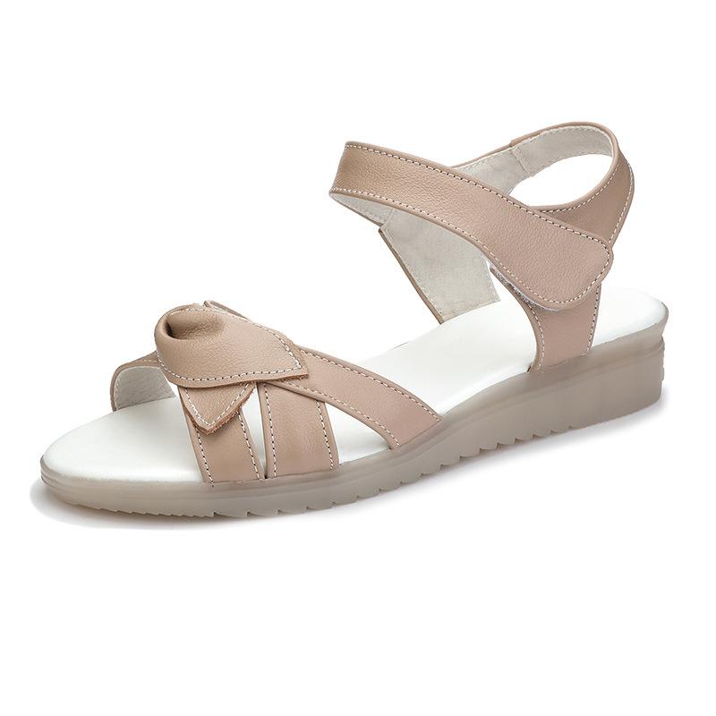 Fashion GKTINOO 2024 Summer Shoes Maternity Sandals Women Mother Shoes Flat Soft Genuine Leather hook & loop Casual Women Sandals